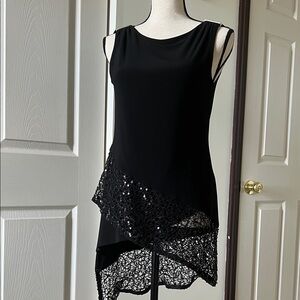 Joseph Ribkoff Black Asymmetric Lace Blouse